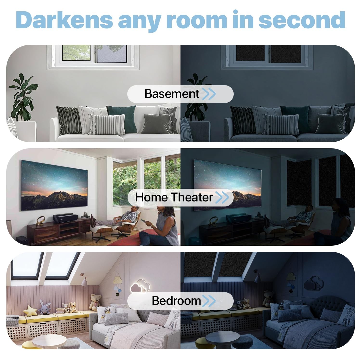 Blackout Window Film Aquarium Background 17.5 x 78.7 Inch Black