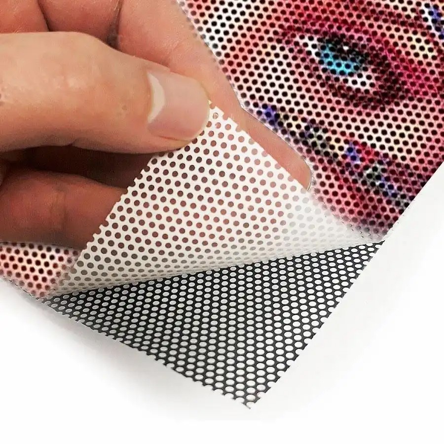Custom Perforated Window Vinyl – One Way Vision Car Window Graphic w/ Lamination