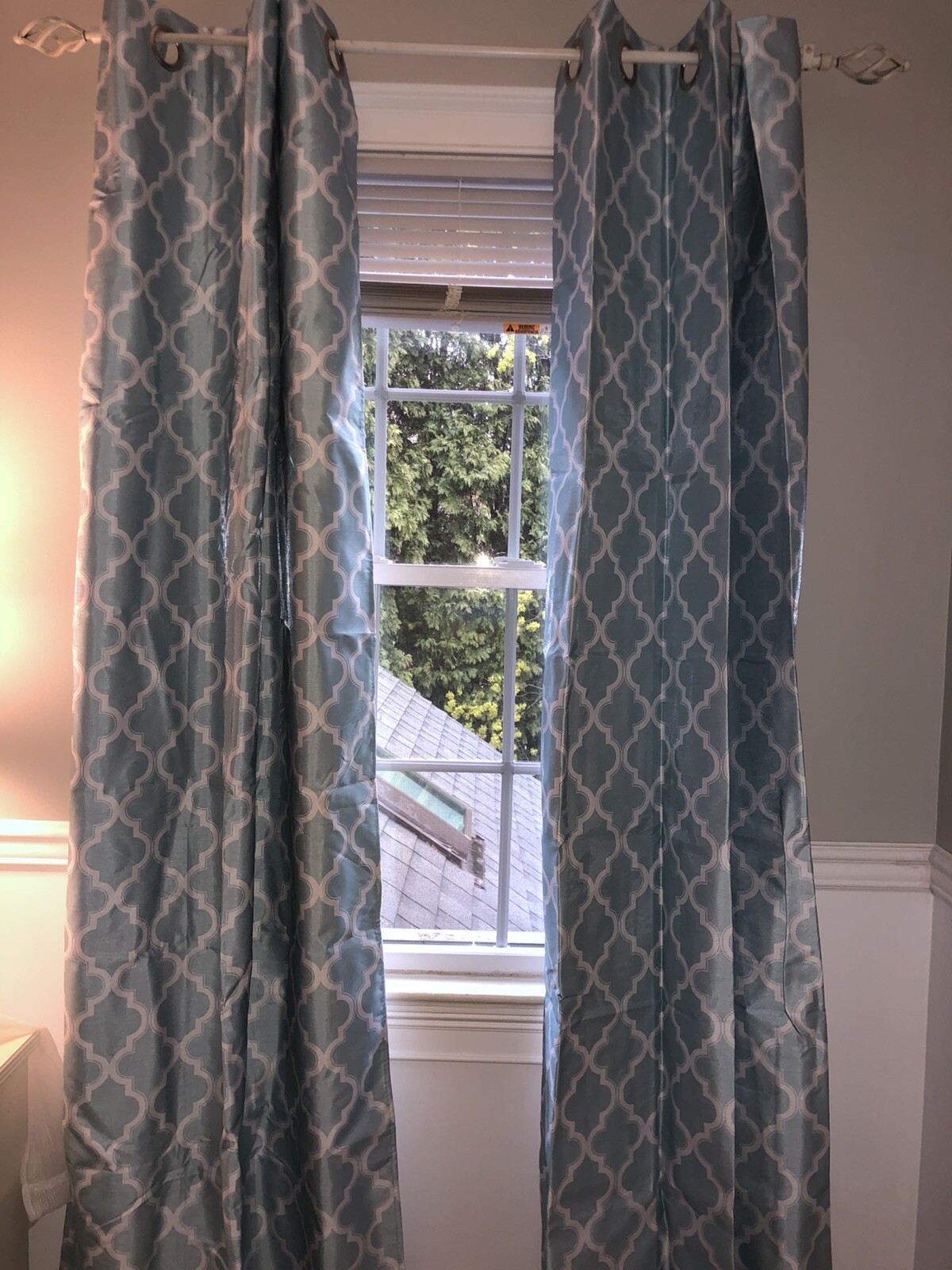 Set of 2 Meridian Grommet Room Window Curtain Panels with Geometric Pattern