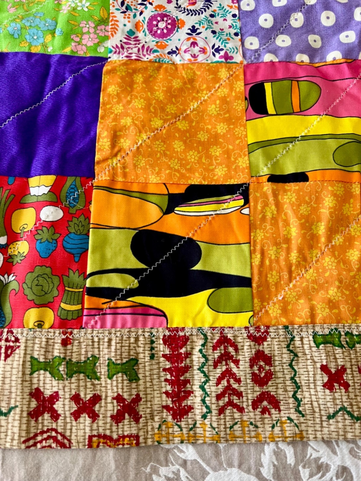1970’s Window Valance Funky Groovy Patchwork 39 x 27