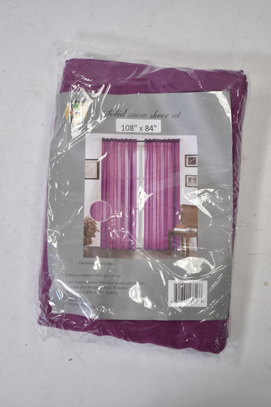 American Linen All American 2 Piece Doli Sheer Curtain Panels 108″ x 84″ Purple