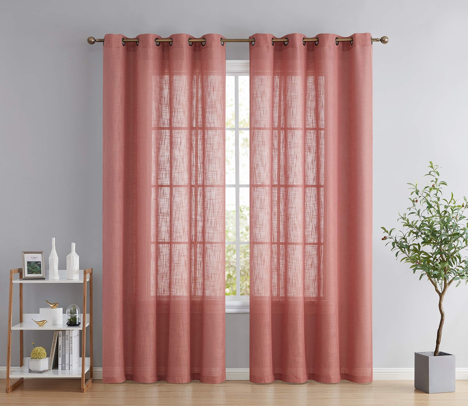 Hlc.Me Abbey Faux Linen Textured Semi Sheer Privacy Sun Light Filtering