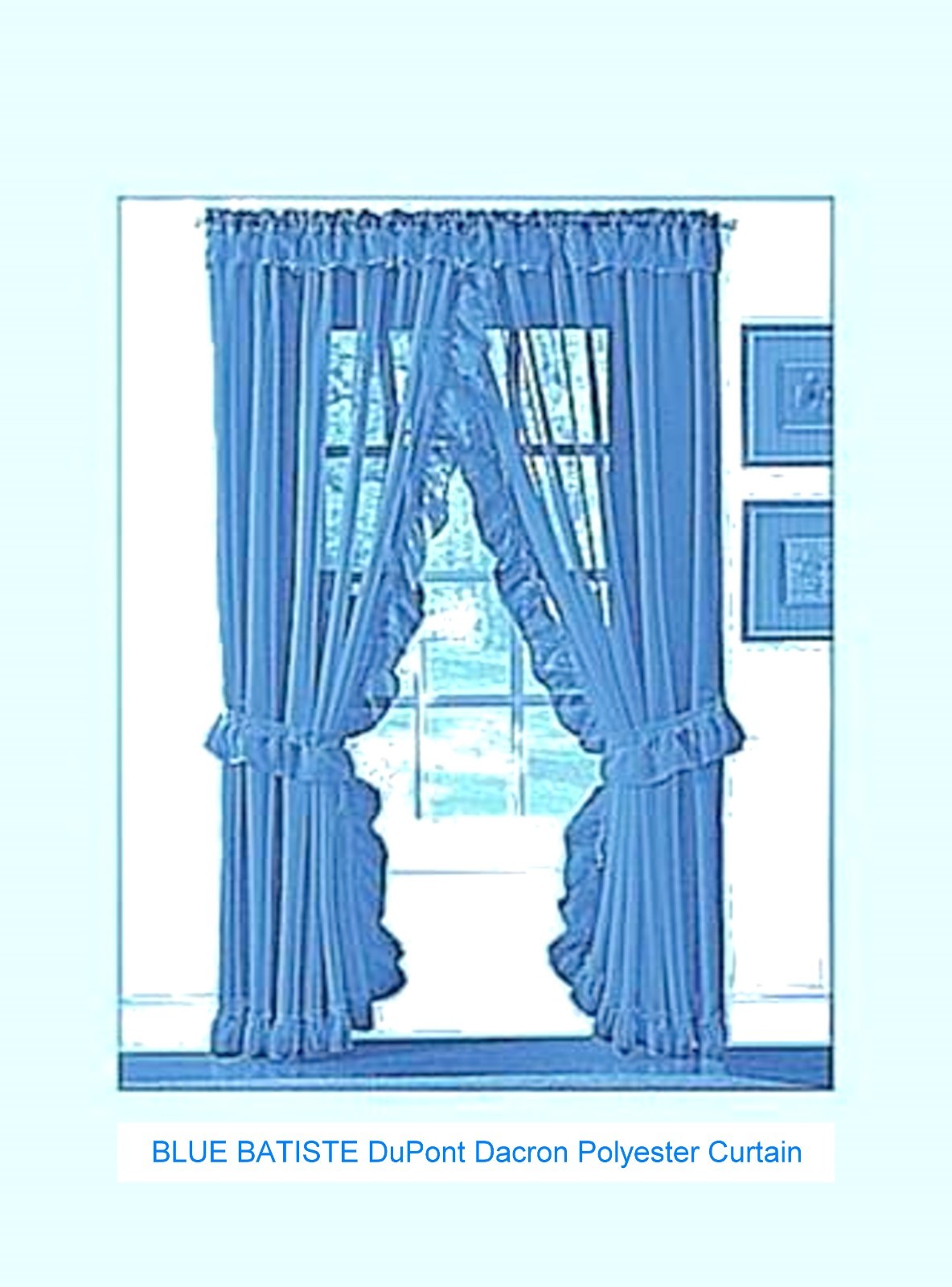 LUXURY Bright BLUE DuPont Dacron 100% Polyester Tieback Pris. Curtain 100 W x90