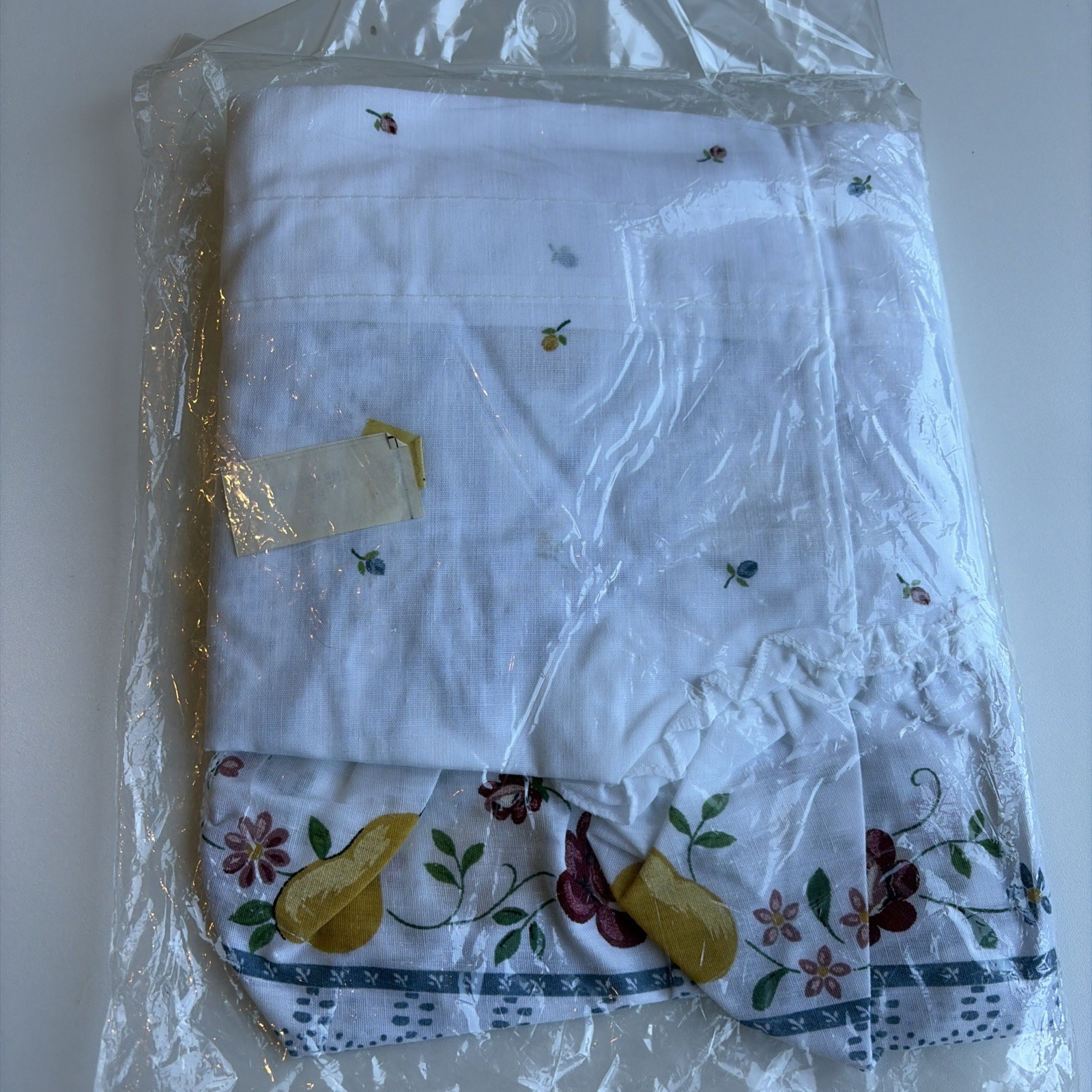 Vintage Floral Ruffled Swag Curtain Set 38″L x 60″W 2 Pieces Bue Cottagecore NWT