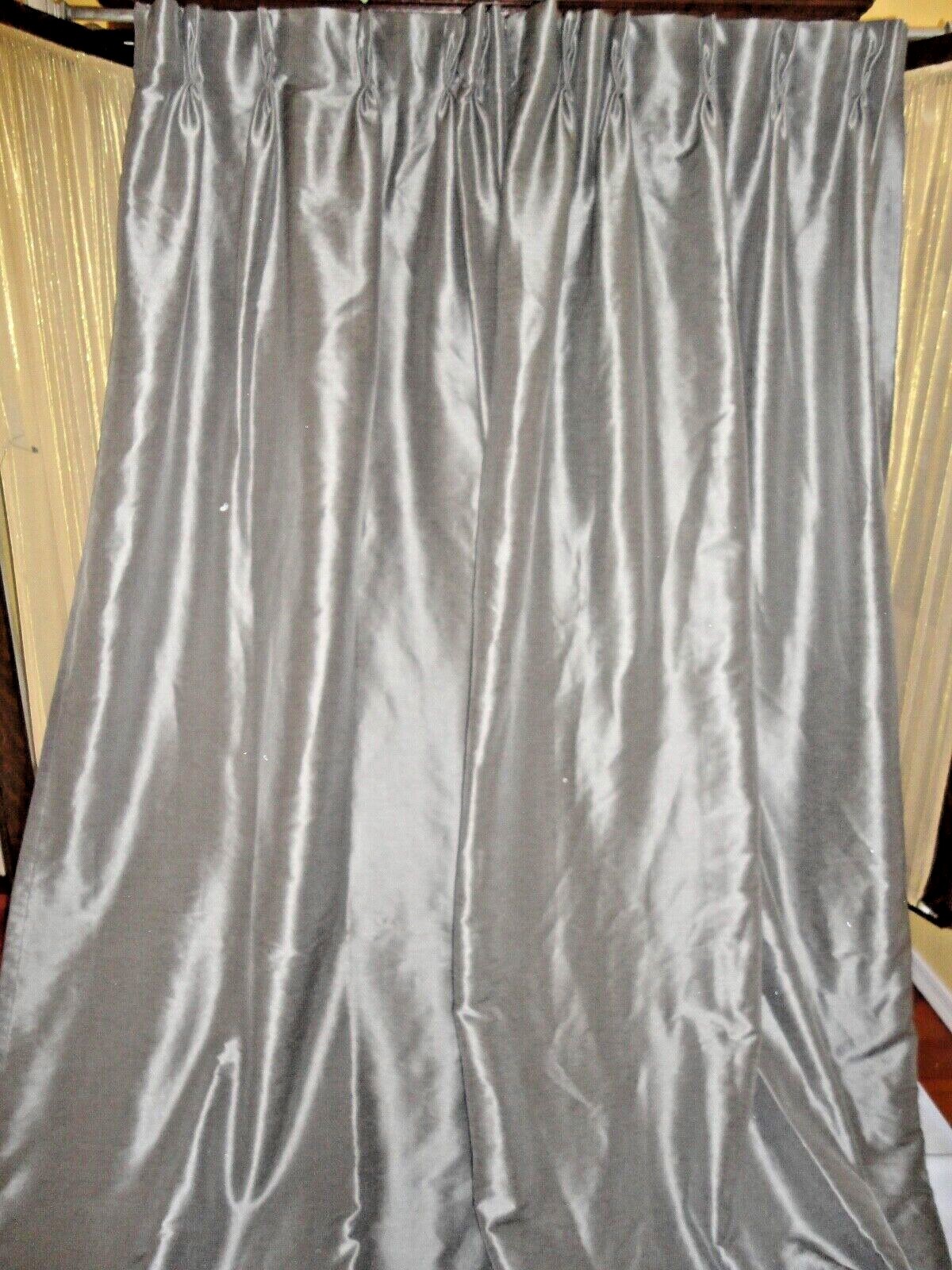 PERI GRAY SPELLBOUND TEXTURED (2) PINCH PLEATED PANELS WINDOW CURTAINS 32 X 106
