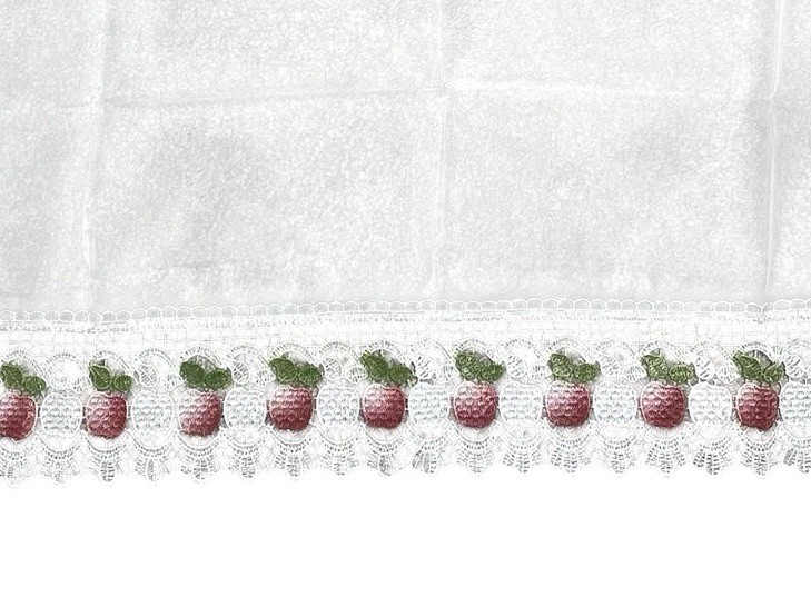 S/2 CHF Apple Orchard Tailored Cafe Valence Ivory Crochet Lace 30W x 36L ea New