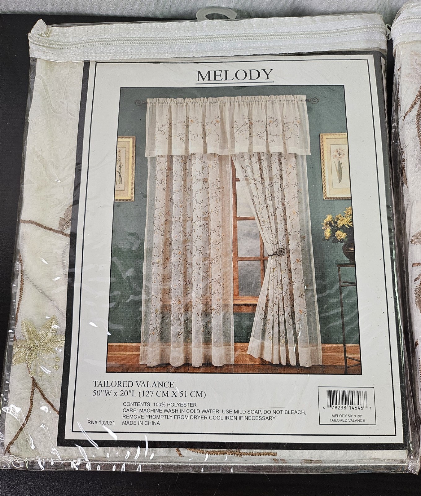 NEW VTG Curtain Set “Melody” Tailored Panel & Valance Floral Design NWT