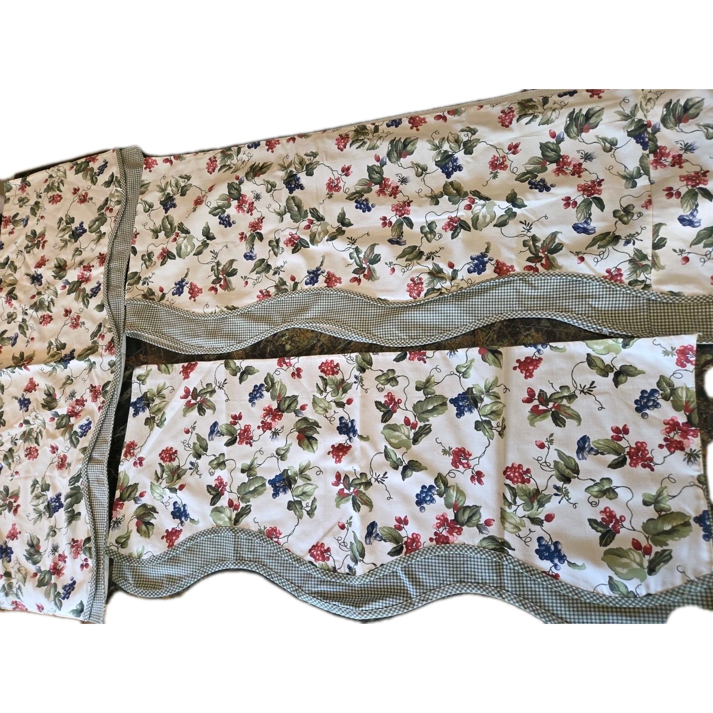 3 WAVERLY ORCHARD TRAIL SCALLOPED VALANCE BERRIES 110×18,17×39 FARMHOUSE COTTAGE