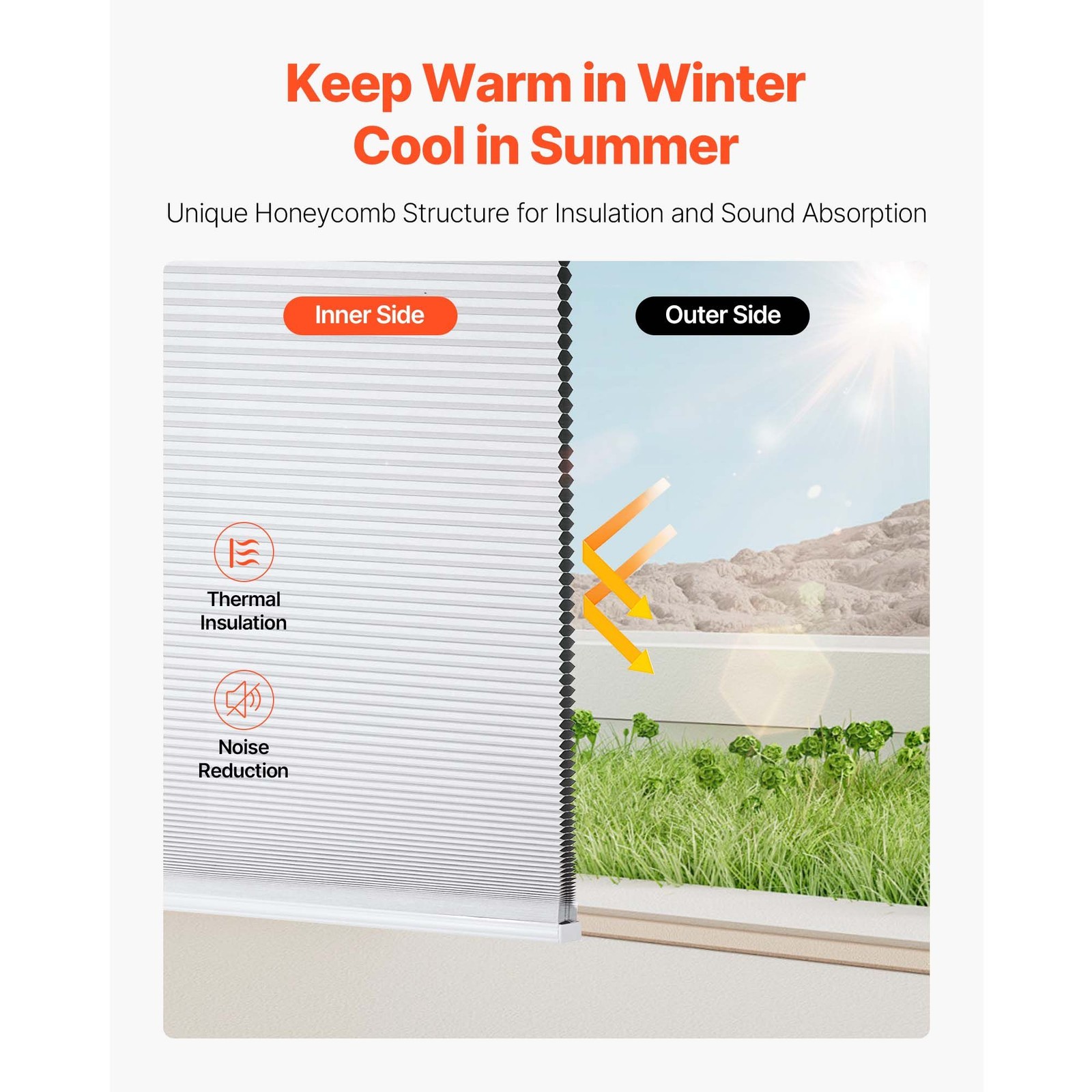 Cordless Blackout Cellular Shades Thermal Insulation