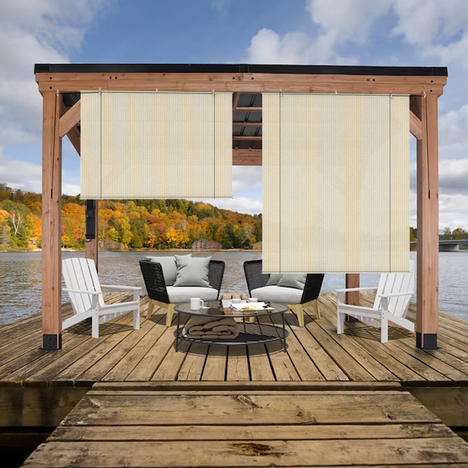 Roller up Shades Curtain Patio Deck Porch Pergola Balcony Backyard Outdoor-4FT