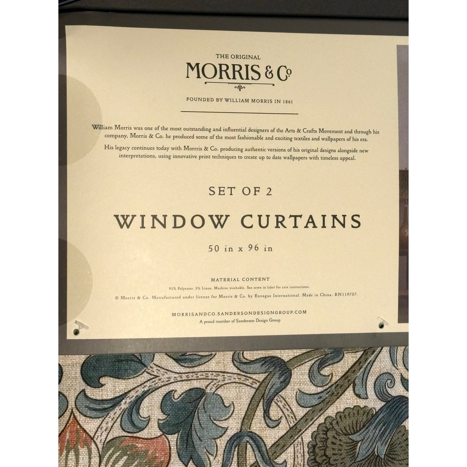 William Morris & Co. Window Curtains Panels Lodden Set Pair 50 X 96” Blue Drapes