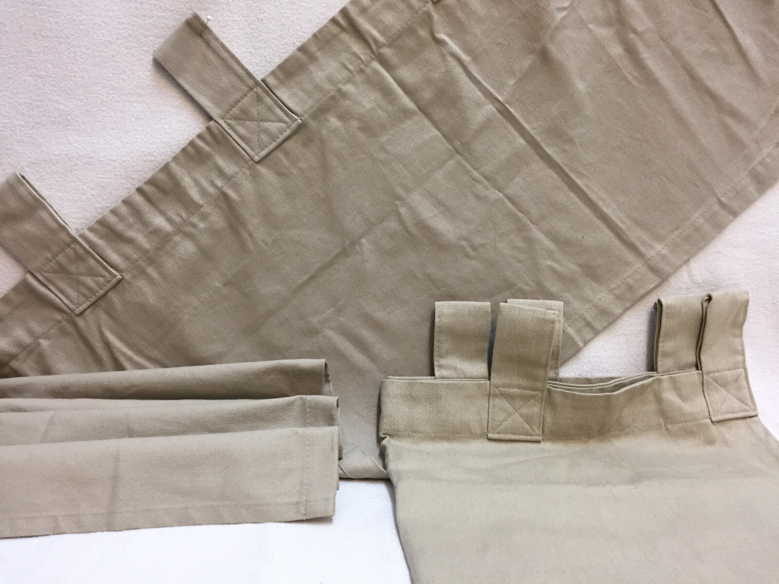 Woolrich Window Valance Beige Tan Brushed Cotton Tab Curtains 52″x 15″ Set of 2