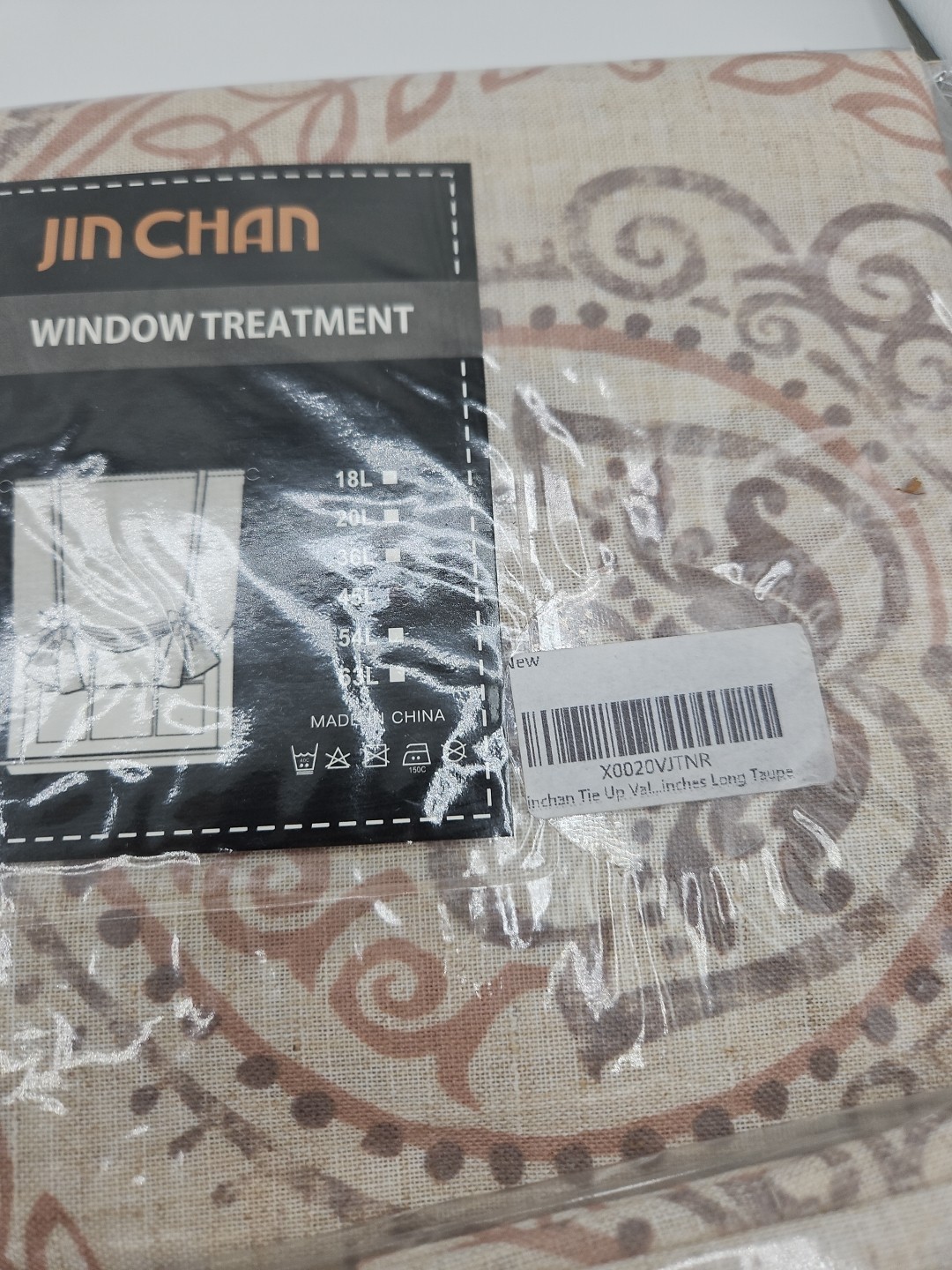 2 Jin Chan Window Treatment, 45L , Brown And Tan With Design, New