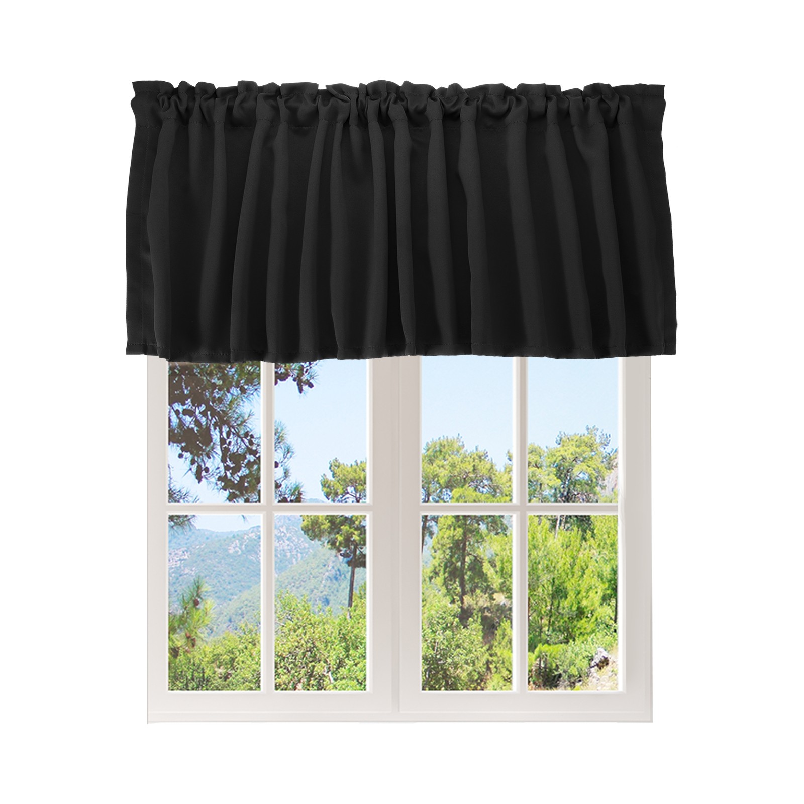 Window Valance, 52 x 18 Inch Valance Curtains for Windows Bedroom, Black