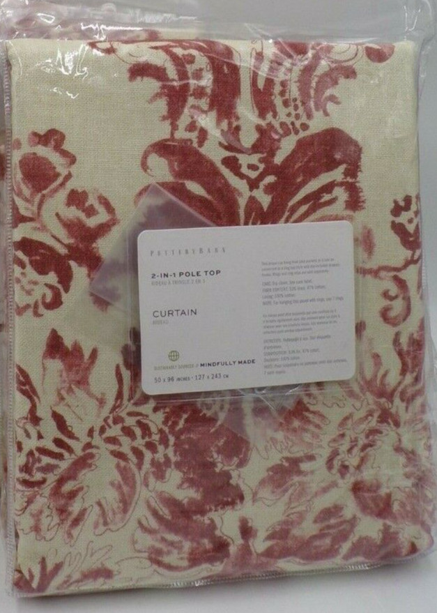 Pottery Barn Thea Print Cotton Lined Drape Panel Warm Multi 50x 96″ #8828