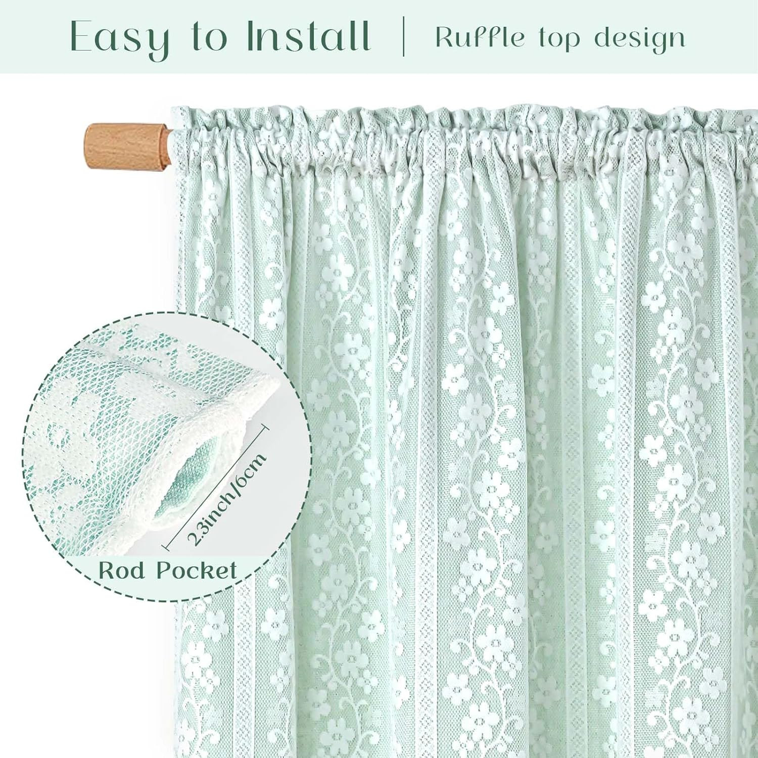 Linen Curtains for Bedroom Double Layer Curtain 63 Inch Length 2 Panels, Farmhou