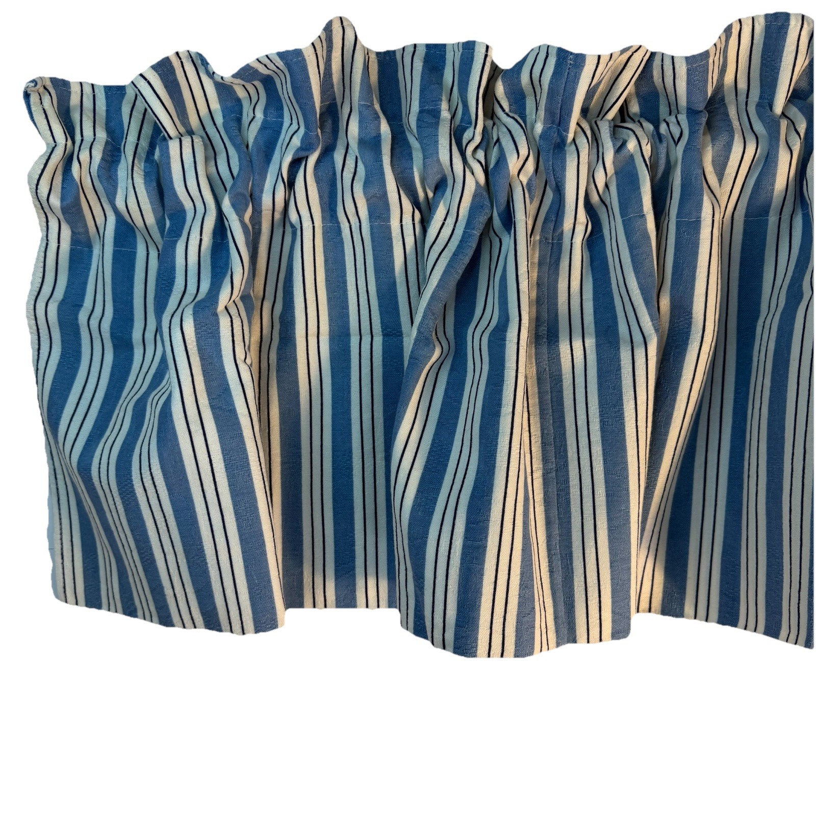 Waverly Blue & White Vertical Stripe Floral Embossed Valance 72” X 15” Lot Of 4