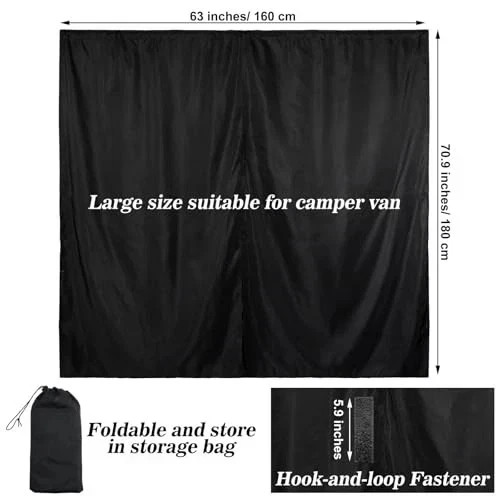71 x 63 Van Privacy Curtain in Cab or Rear Light Blocking Cab Divider Curtains