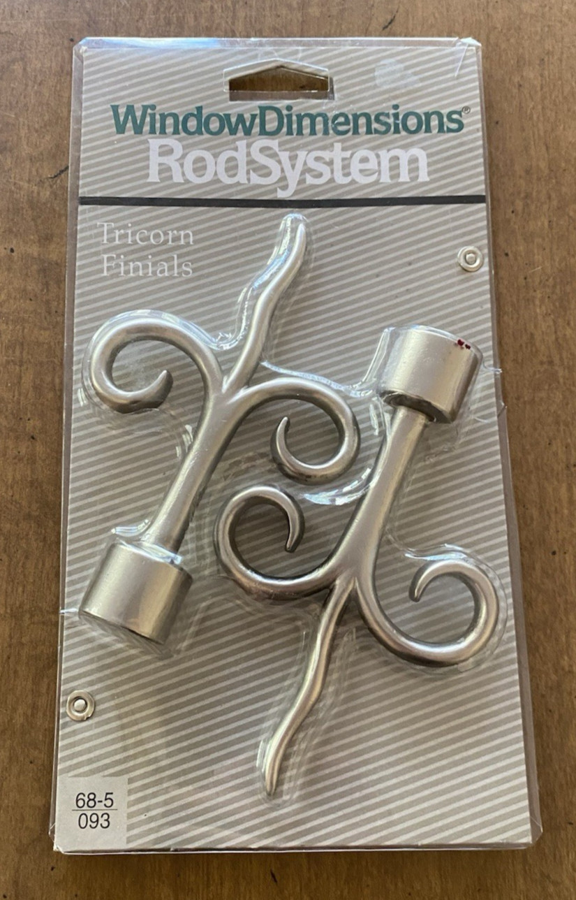 WINDOW DIMENSIONS Rod System 2 Tricorn Finials Silver tone 1/2″ – 5/8″ NOS