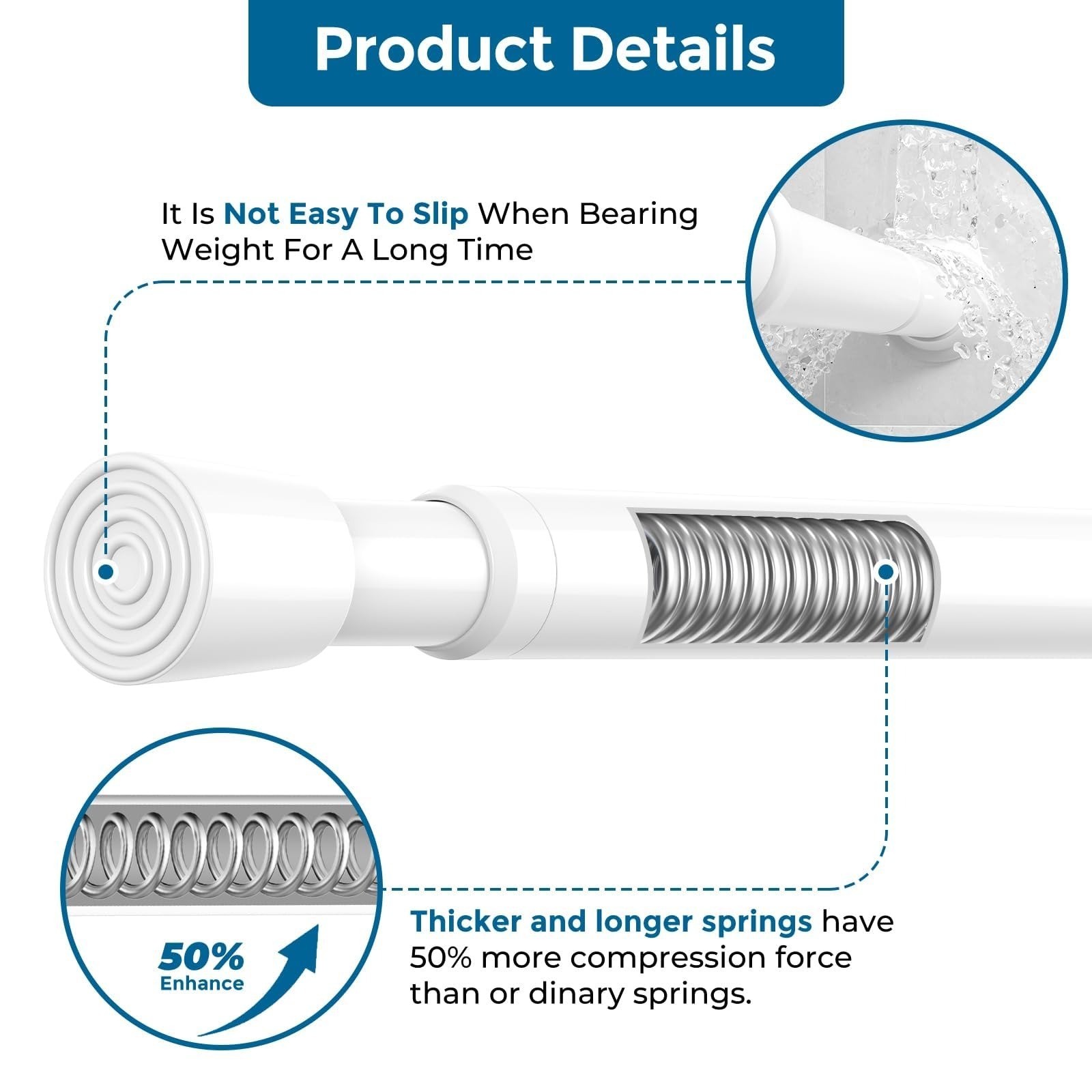 2pcs Spring Tension Rods Adjustable 26 to 39 inch Small Tension Curtain Rod No D
