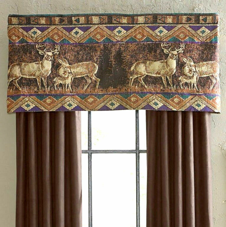 Croscill Deer Tailored Valance Chippewa Cabin Hunting Camp Lodge 54″W 22″L