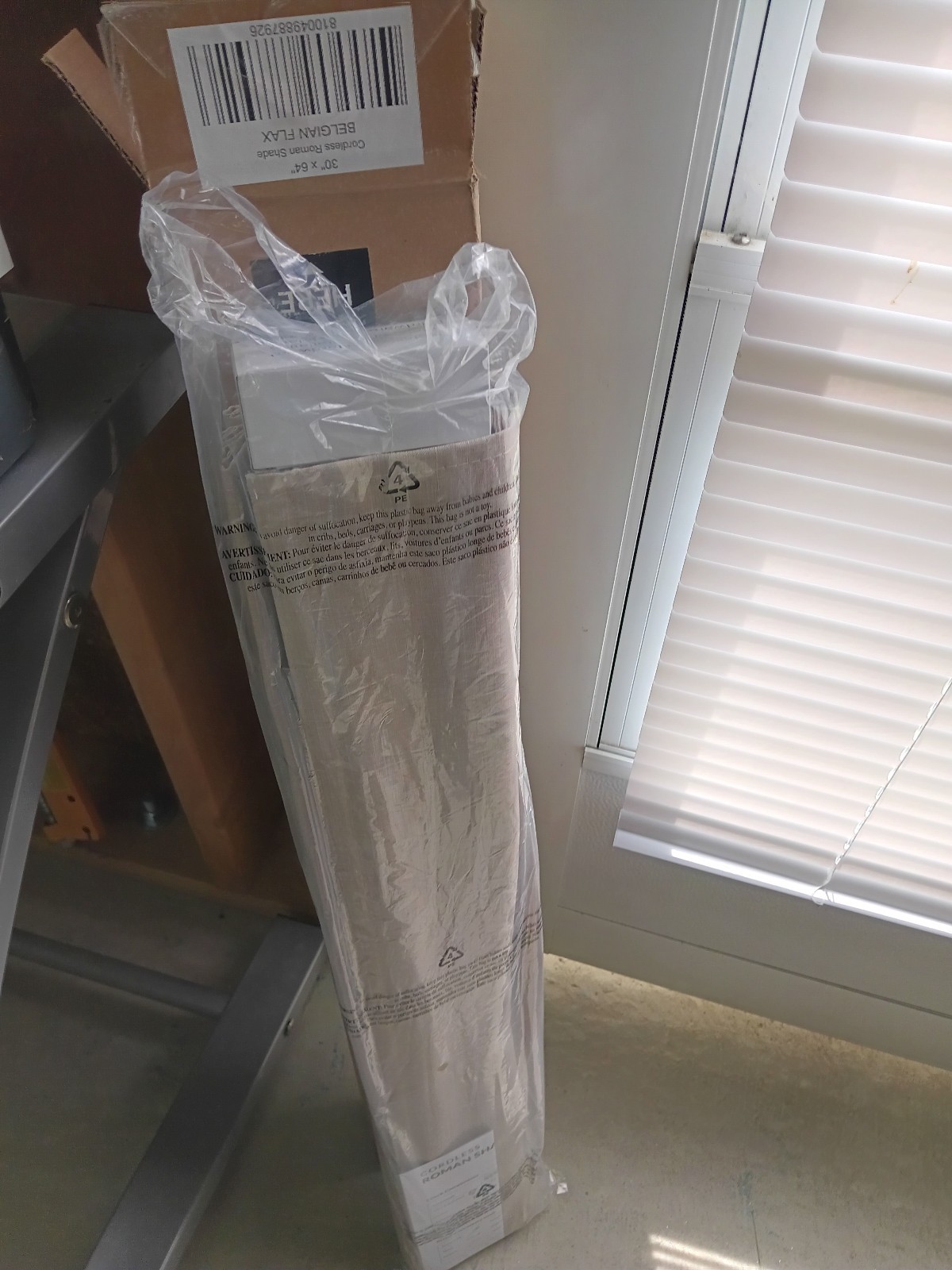 Ivory Cordless Light Filtering Fabric Roman Shade- 30 in. W x in. L64