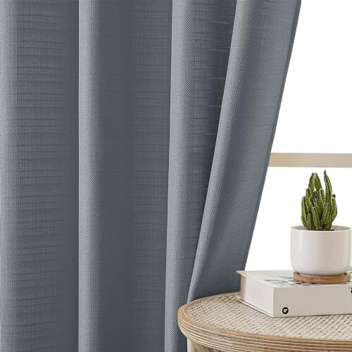 2 Panels Kitchen Curtains 36 Inch Length Tier Curtains, 30 x 36 inch Dark Grey