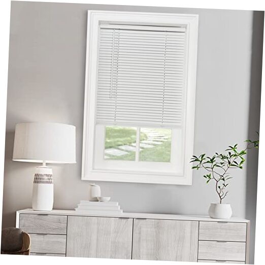 Cordless Light Filtering Mini Blind – 27 Inch Width, 64 27″W x 64″H Pearl White