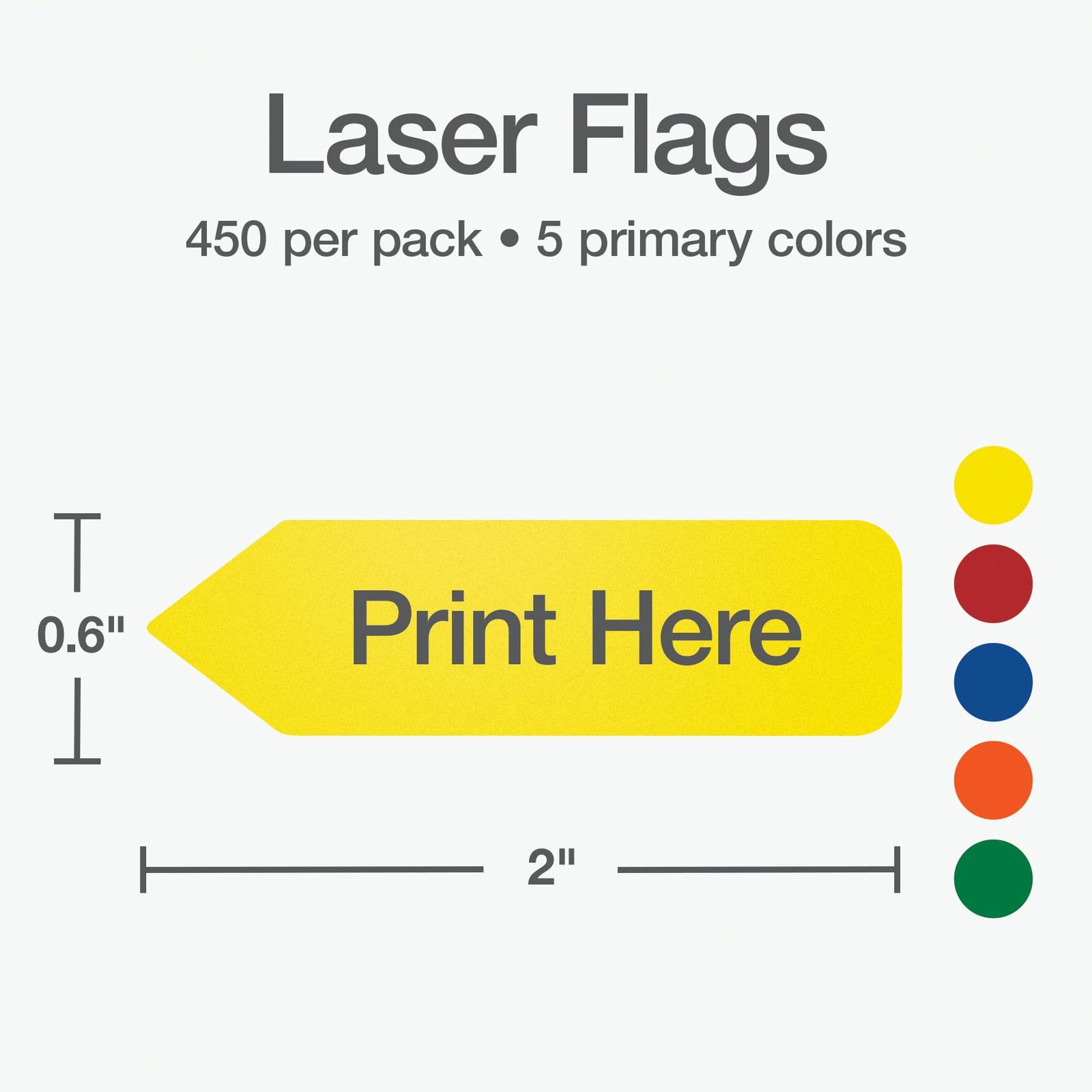 Redi-Tag Laser Flags, Customizable Adhesive Page Tabs, 450 Pack, Yellow