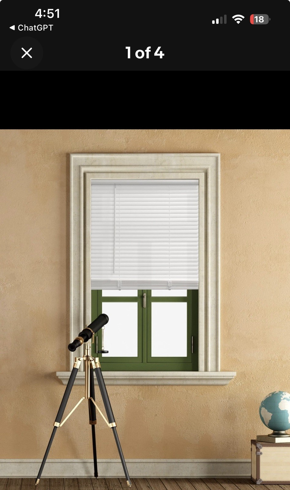 Mainstays 1″ Cordless Vinyl Light Filtering Mini Blinds, White, 34″ W x 64″ L