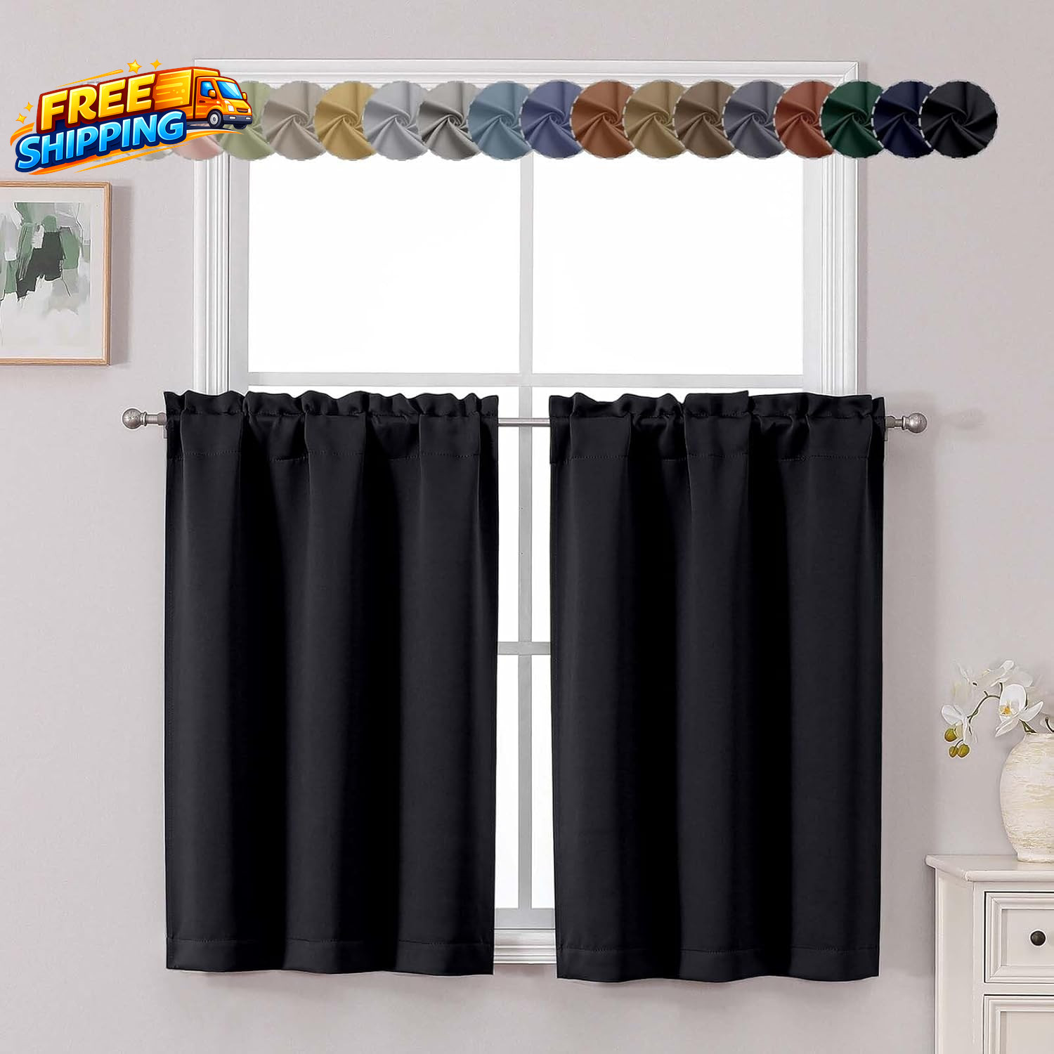 Short Black Out Curtains 36 Inch Length Small Blackout Curtain Tier Thermal