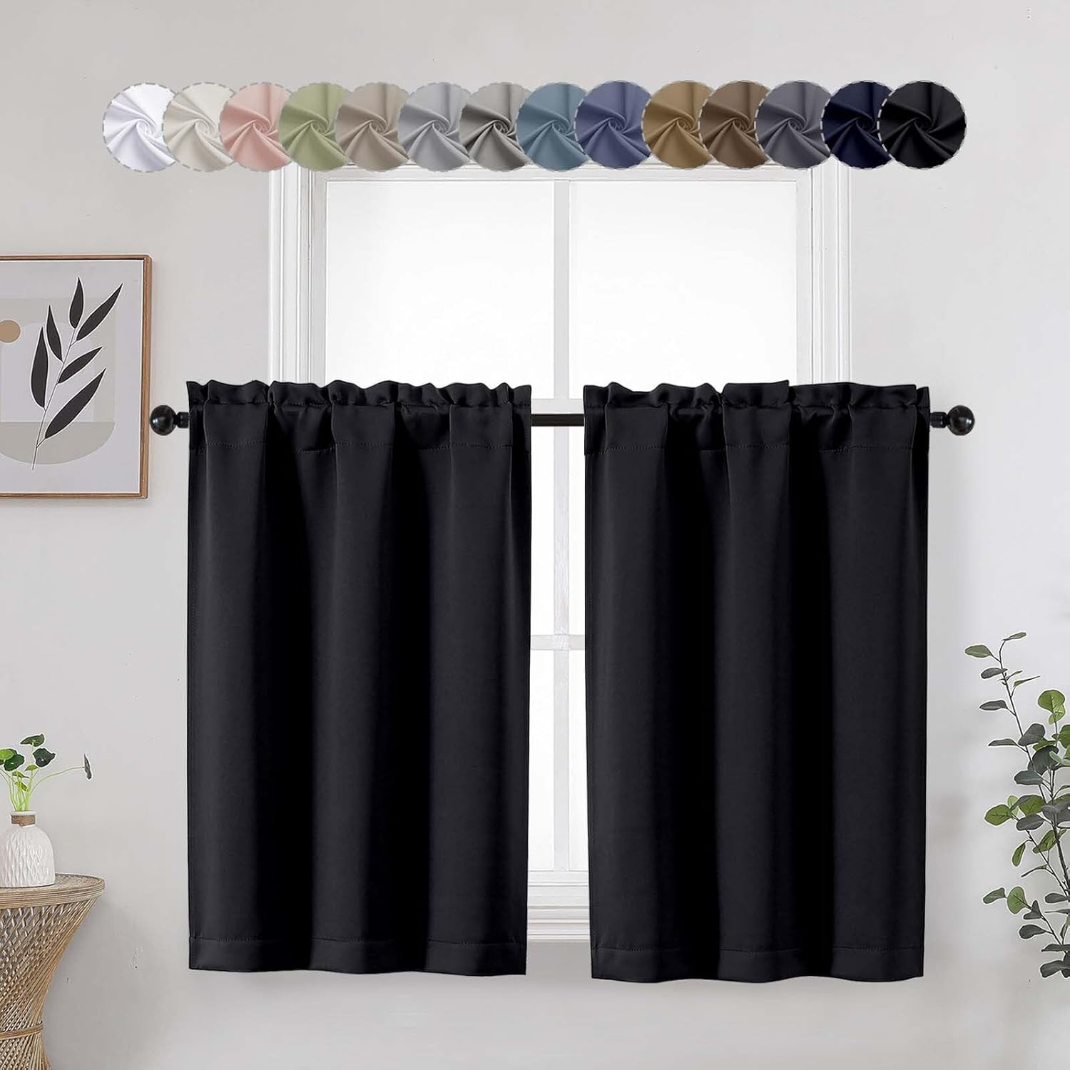 Cafe Curtains Tier 36 Inch Length 2 Panels, Short Thermal Insulated Room Darkeni