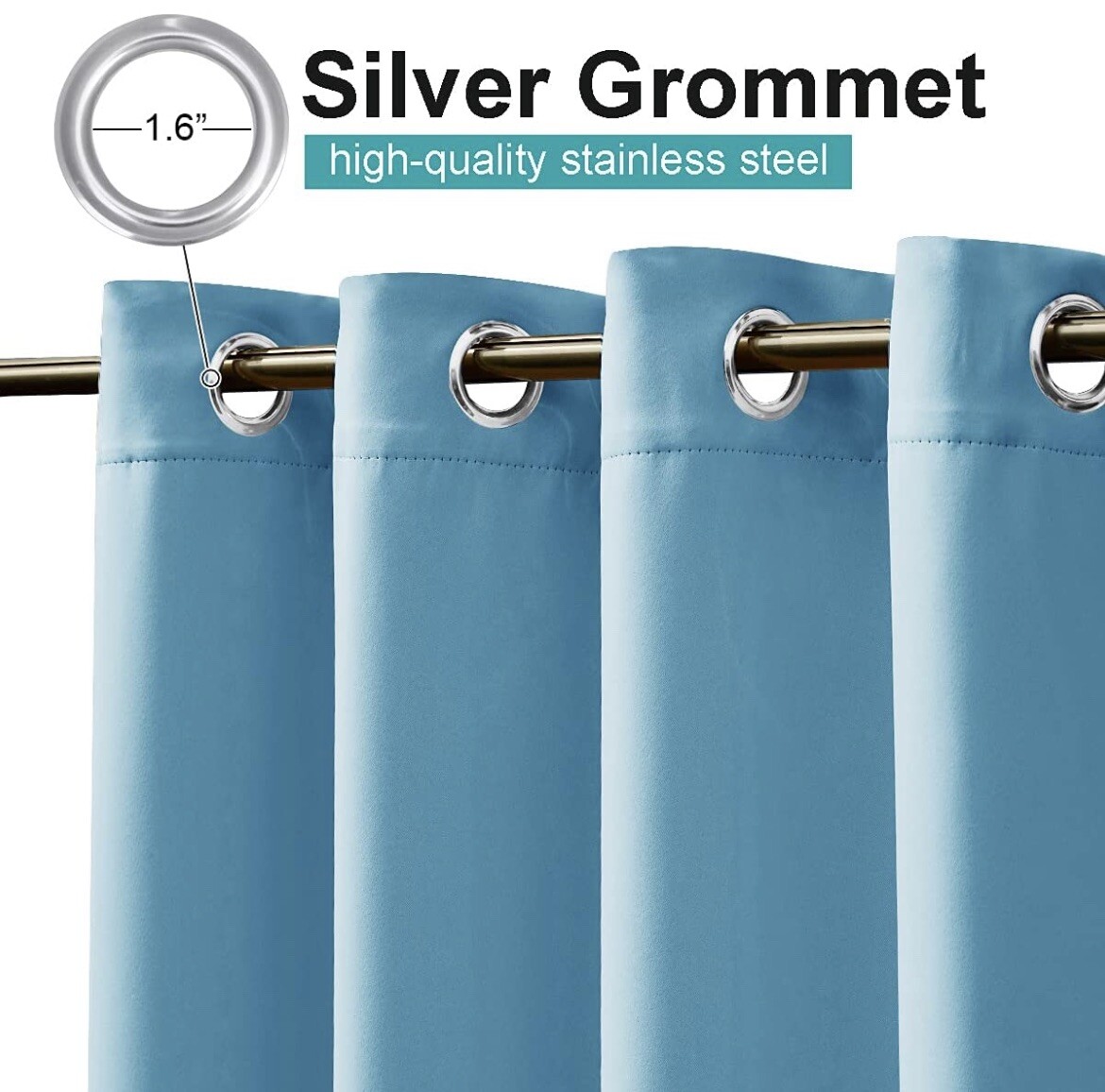 NICETOWN Outdoor Patio Curtains/Drapes W/Grommet Top, Teal Blue (W52*L84inches)