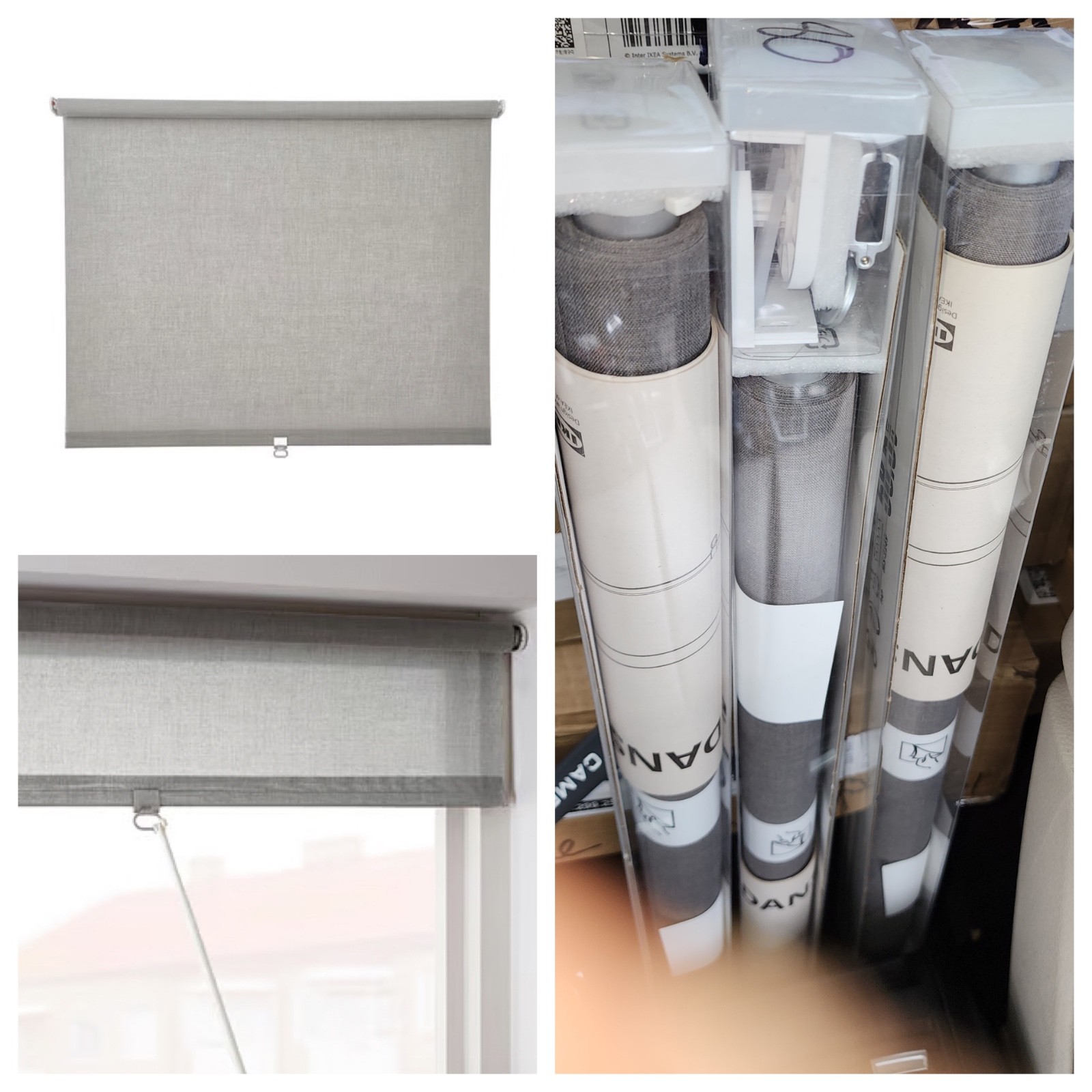 Lot of 3 LÅNGDANS Discontinued item. Roller blind, 23×76 ¾ ” (58.5×195 cm), gray