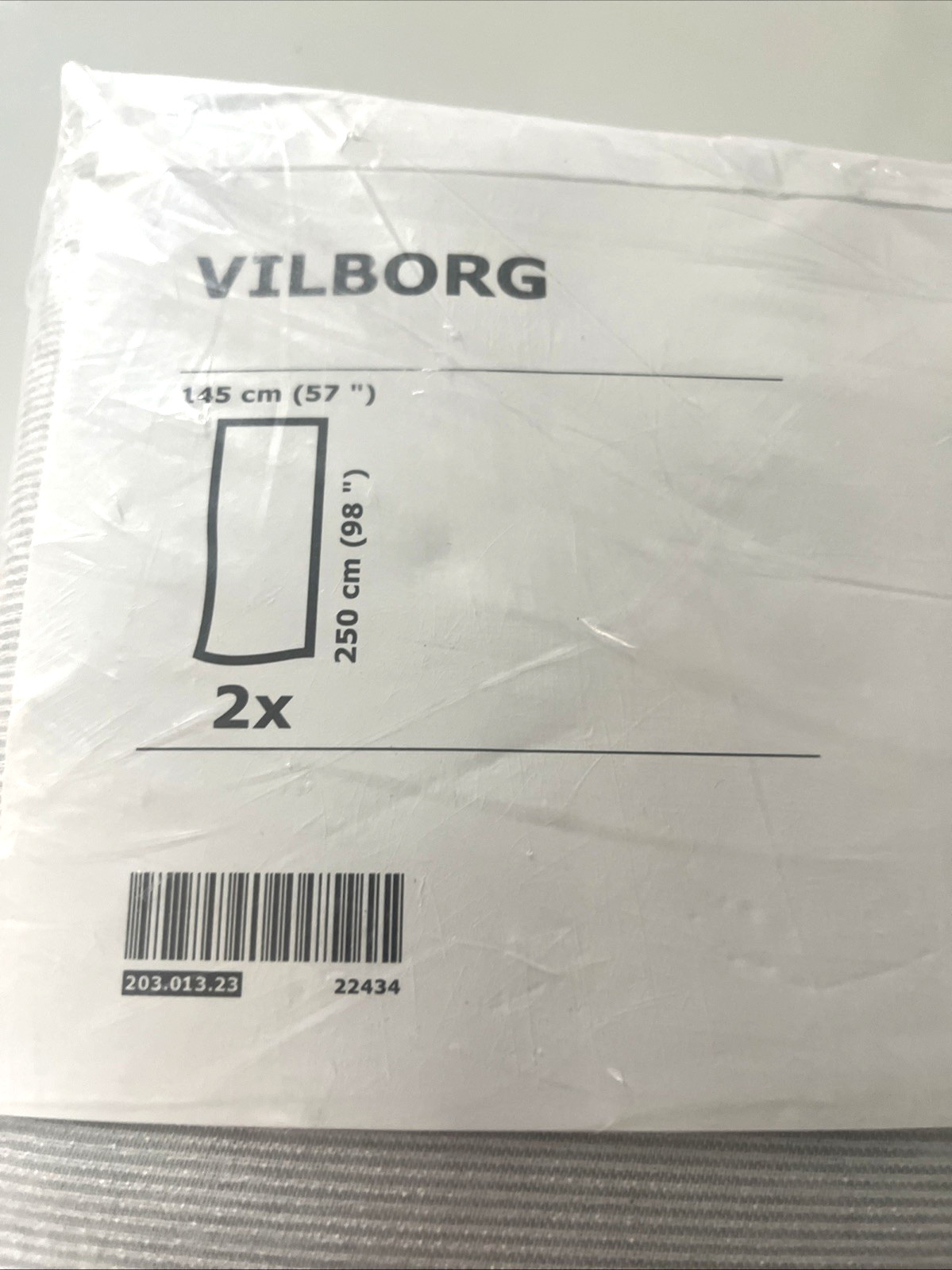 IKEA VILBORG Gray Room Darkening Curtains Pair Fine Stripe Size 57×98 in NEW