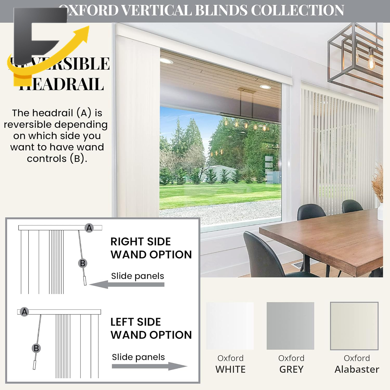 Vertical Blinds Door Window Blackout Shade Sliding Oxford Alabaster 78″W X 84″H