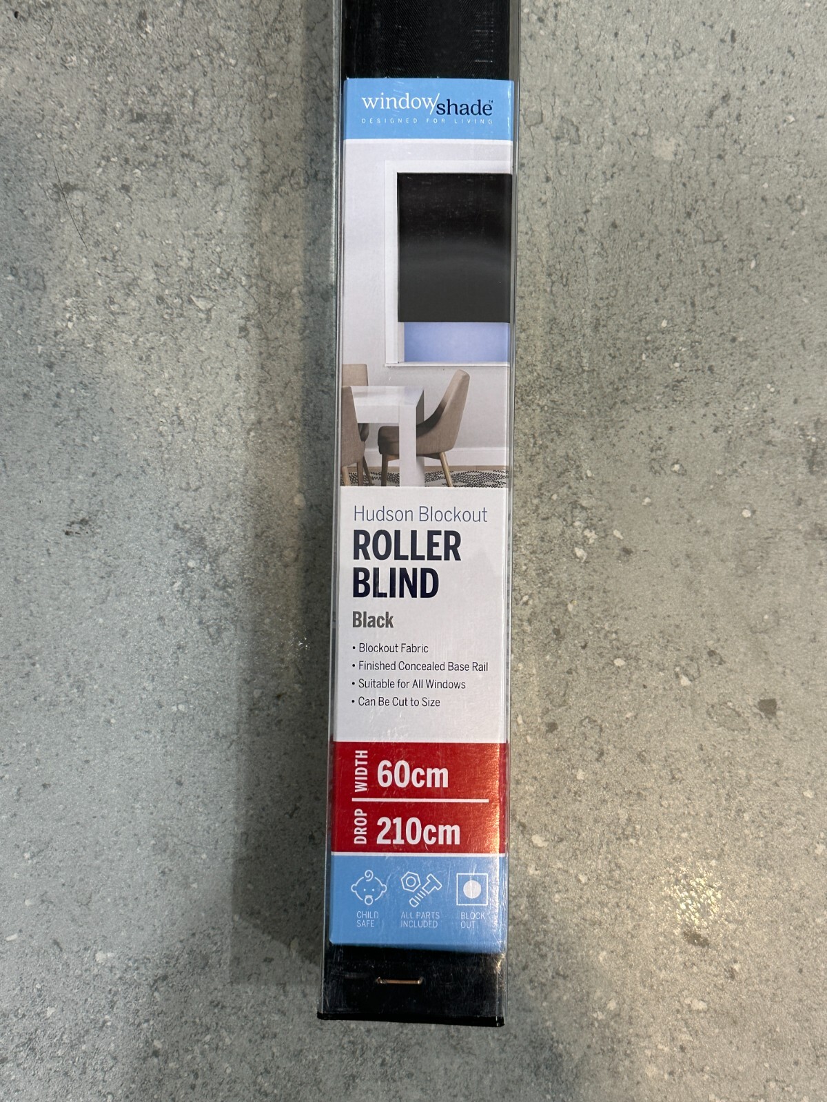Windowshade Hudson Blockout Roller Blind 60cm Width x 210cm Drop, BNIB RRP $47