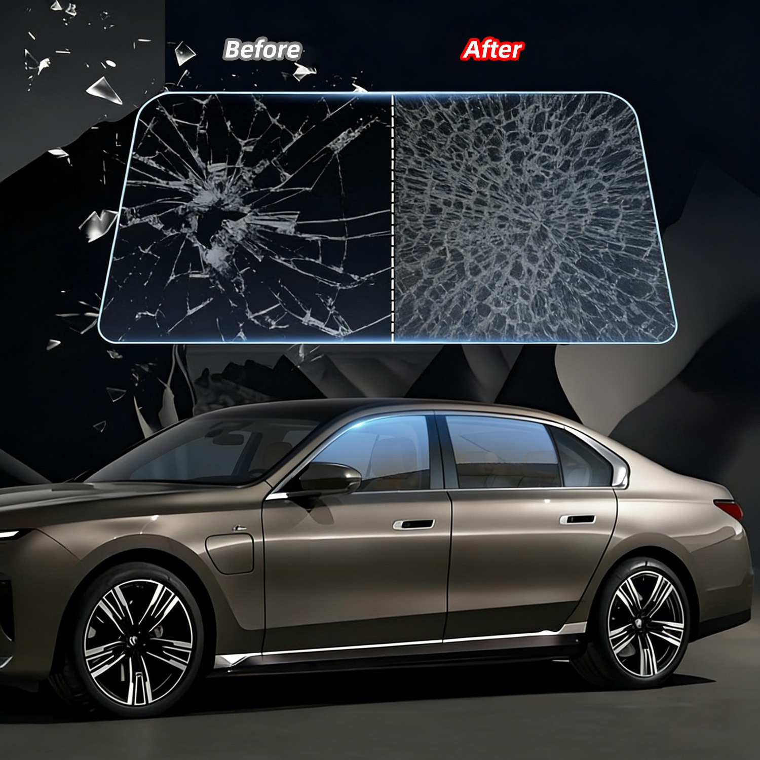 Car Window Tint Film 2-Color Gradients Film Windshield Sun Shade Heat & UV Block