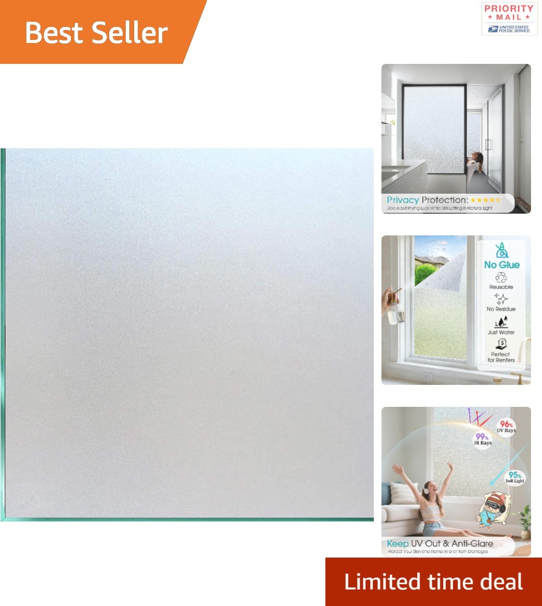 Window Privacy Film Static Cling Frosted Glass UV Blocking Heat Control 45 cm…