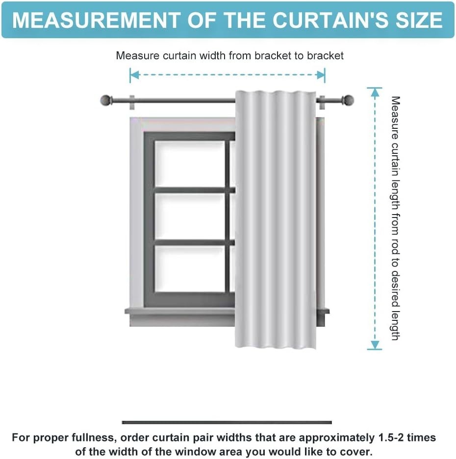 Short Bedroom Blackout Curtains – Small Window Treatment Set 42″W x 45″L.