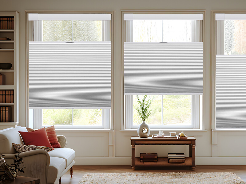 No Drill Cut To Size Top Down Bottom Up Blackout White Cellular Blinds Honeycomb