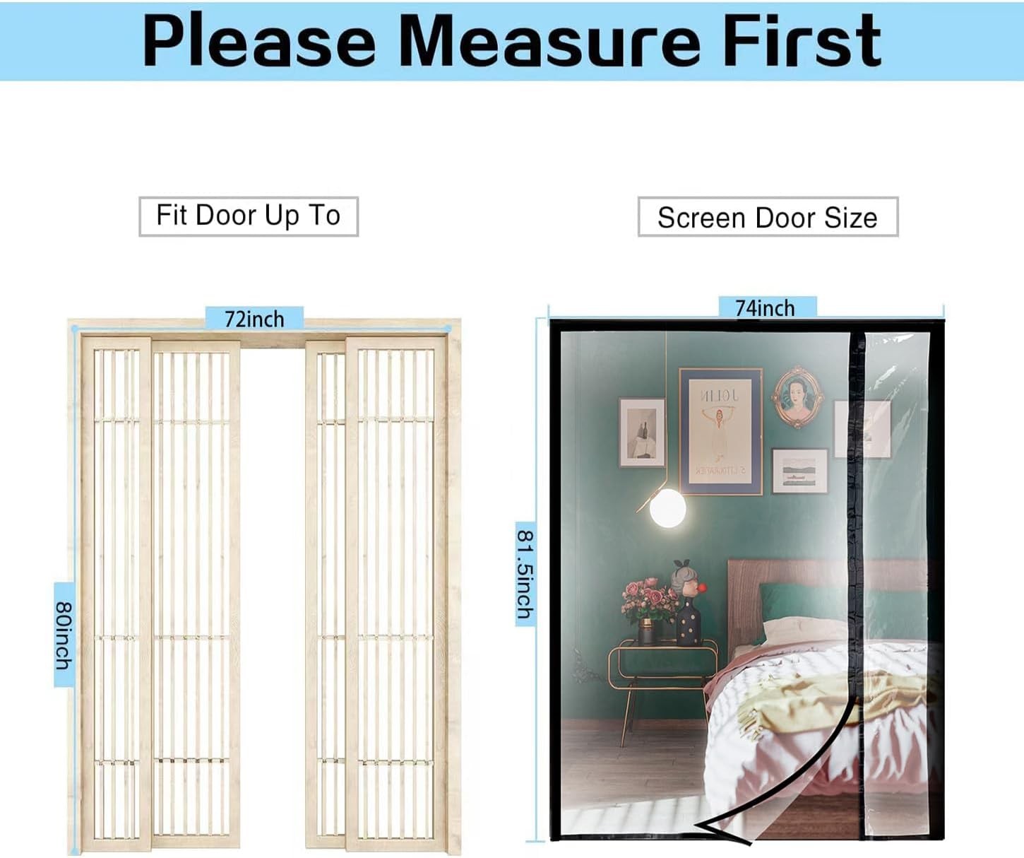 Transparent Reversible Left/Right Side Opening Insulated Door Curtain Magnetic