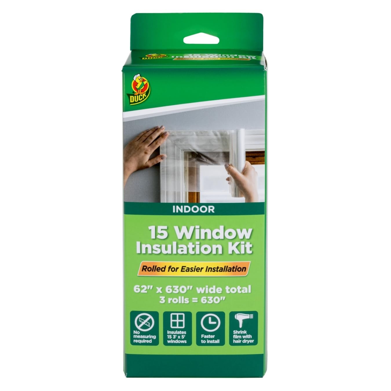 Duck Brand Window Insulation Kit 15 Windows Energy Saving Clear Film 3 Rolls