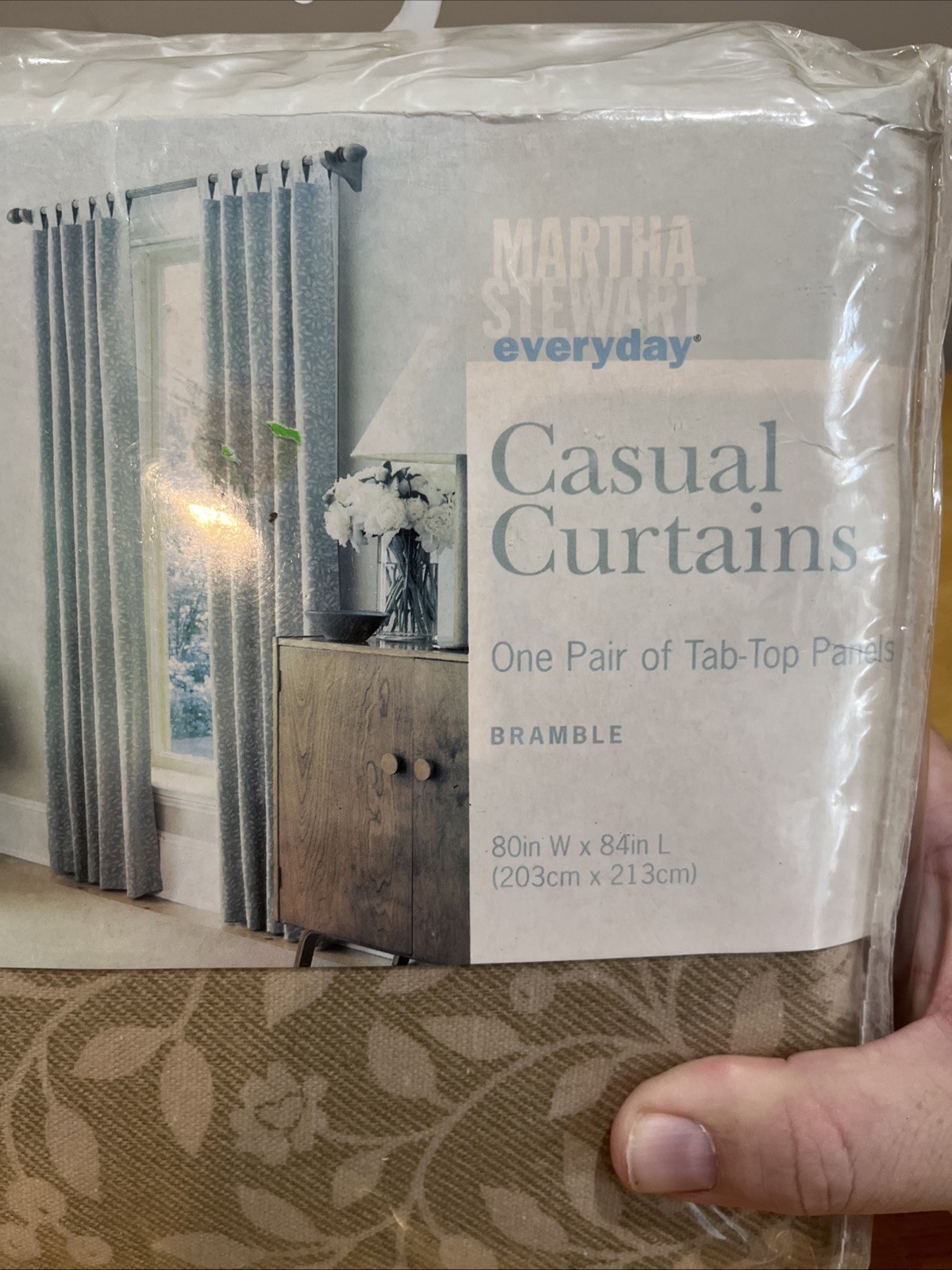 Martha Stewart Everyday Bramble Beige Cotton Neutral Tan Tab-Top Curtains 80×84