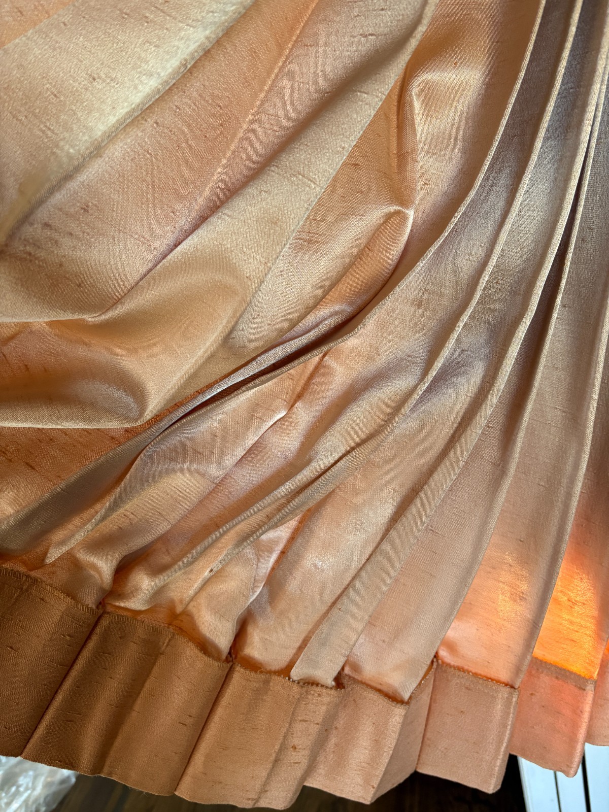 2 Vintage Drapes Drapery Panels 82” 25” & 50” Pinch Pleat Peach Salmon Curtains