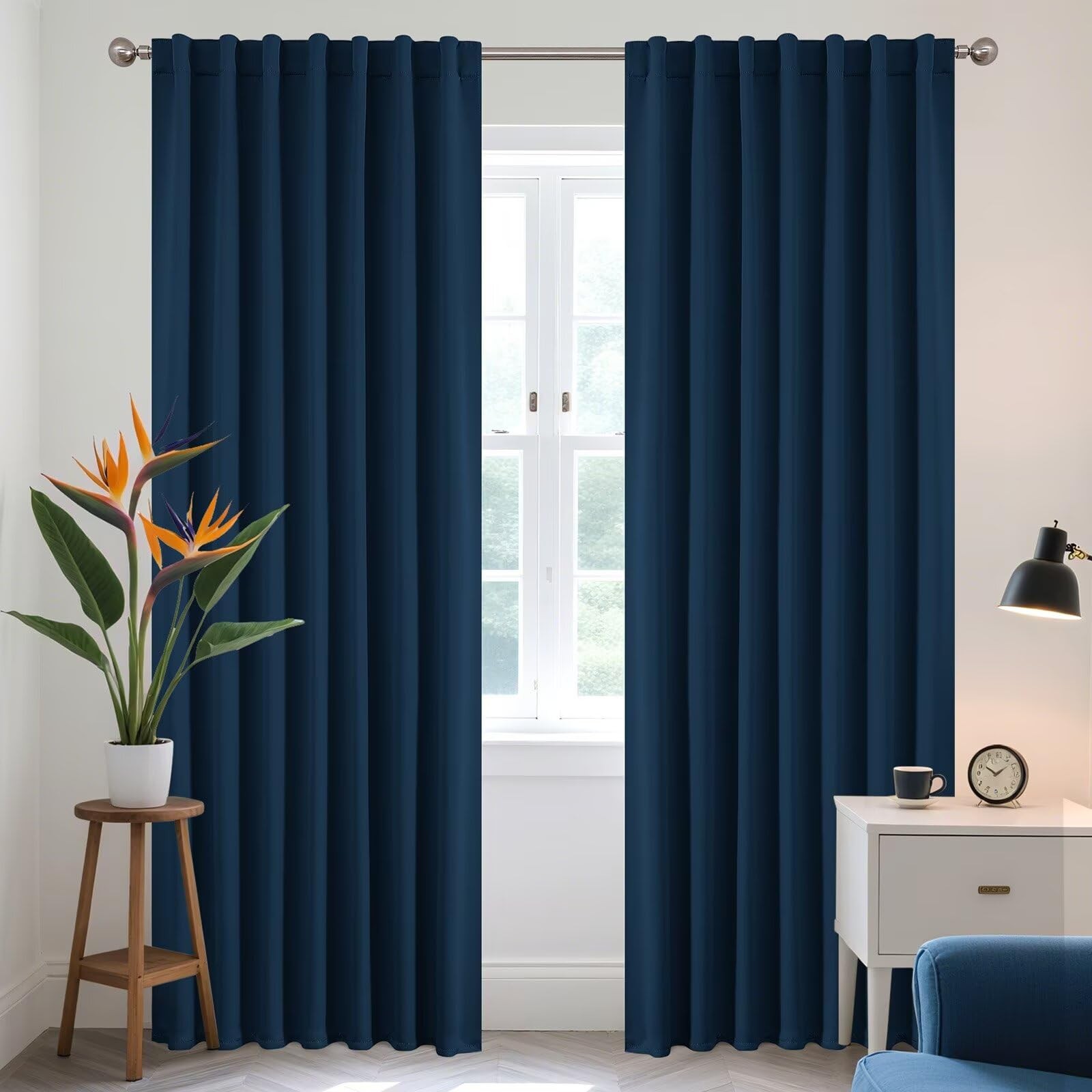 Joydeco Blackout Curtains 84 Inch Length 2 Panels Set, Thermal Insulated Black