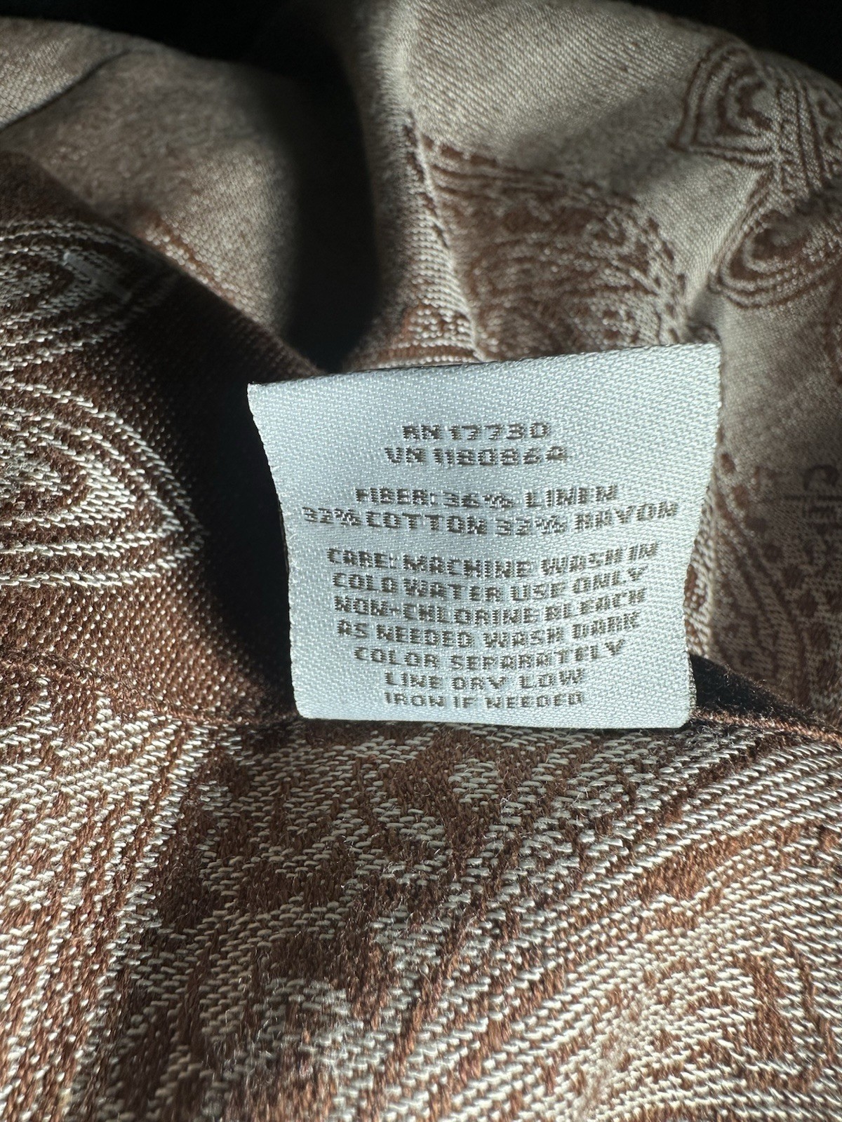 FIELDCREST BROWN SILVER PAISLEY MEDALLION (2) CURTAIN PANELS 54X83 LINEN COTTON