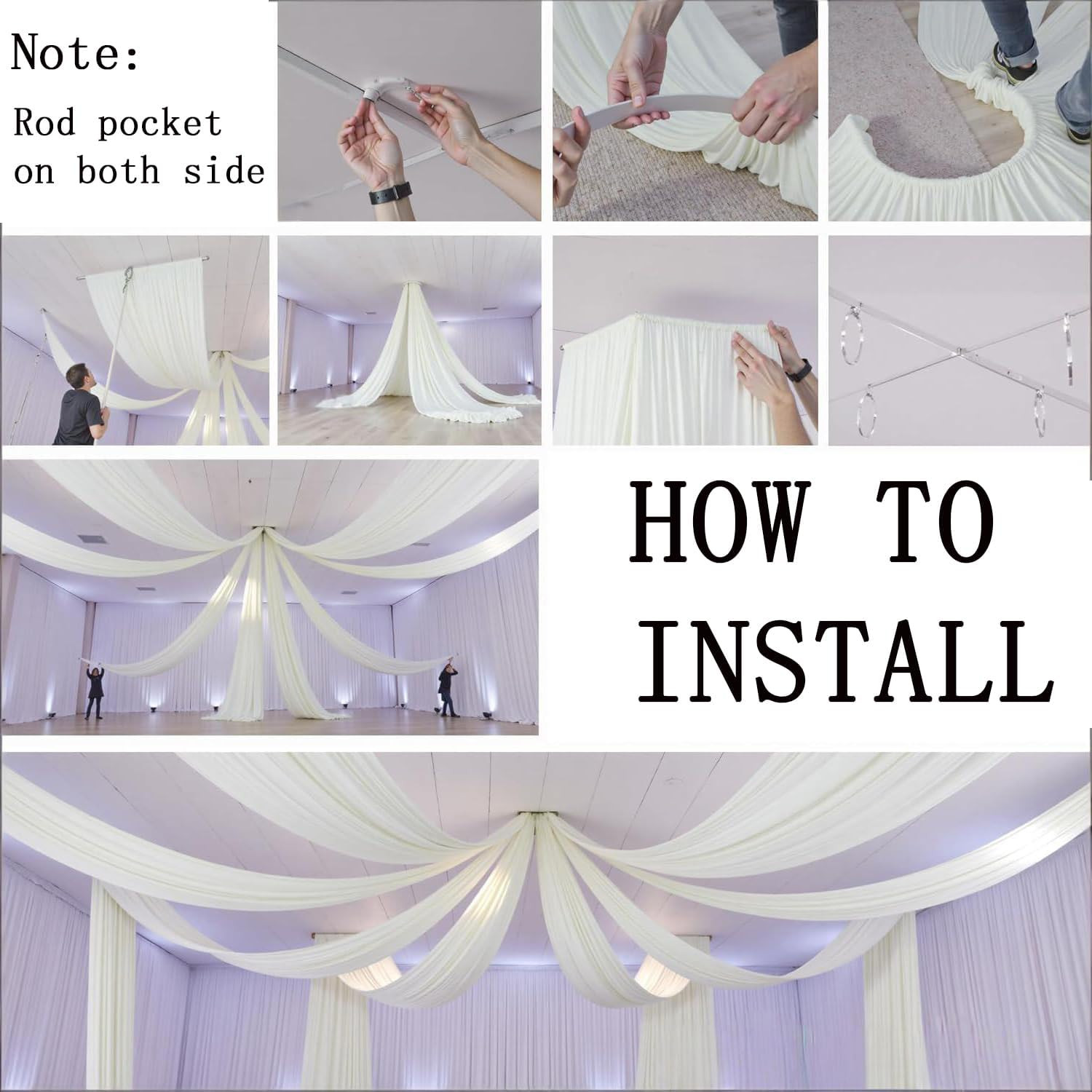 2 Panels Red Chiffon Ceiling Drapes for Weddings 5Ftx20Ft Wedding Drapery