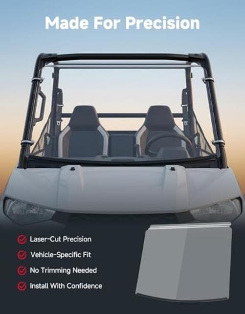 UTV Scratch-Resistant Front Windshield, Compatible with Polaris Ranger 150