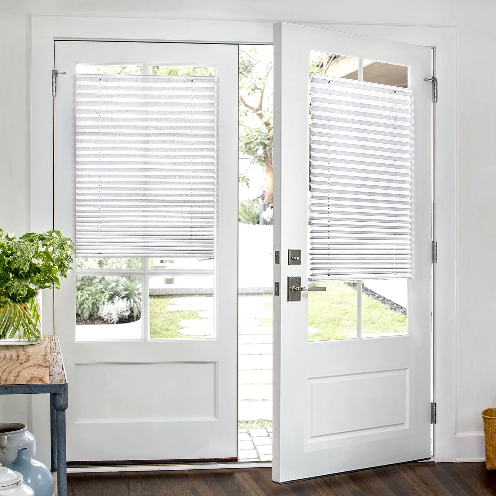 Lazblinds No Drill Cordless Pleated Shades Suction Cups Light Filtering Top